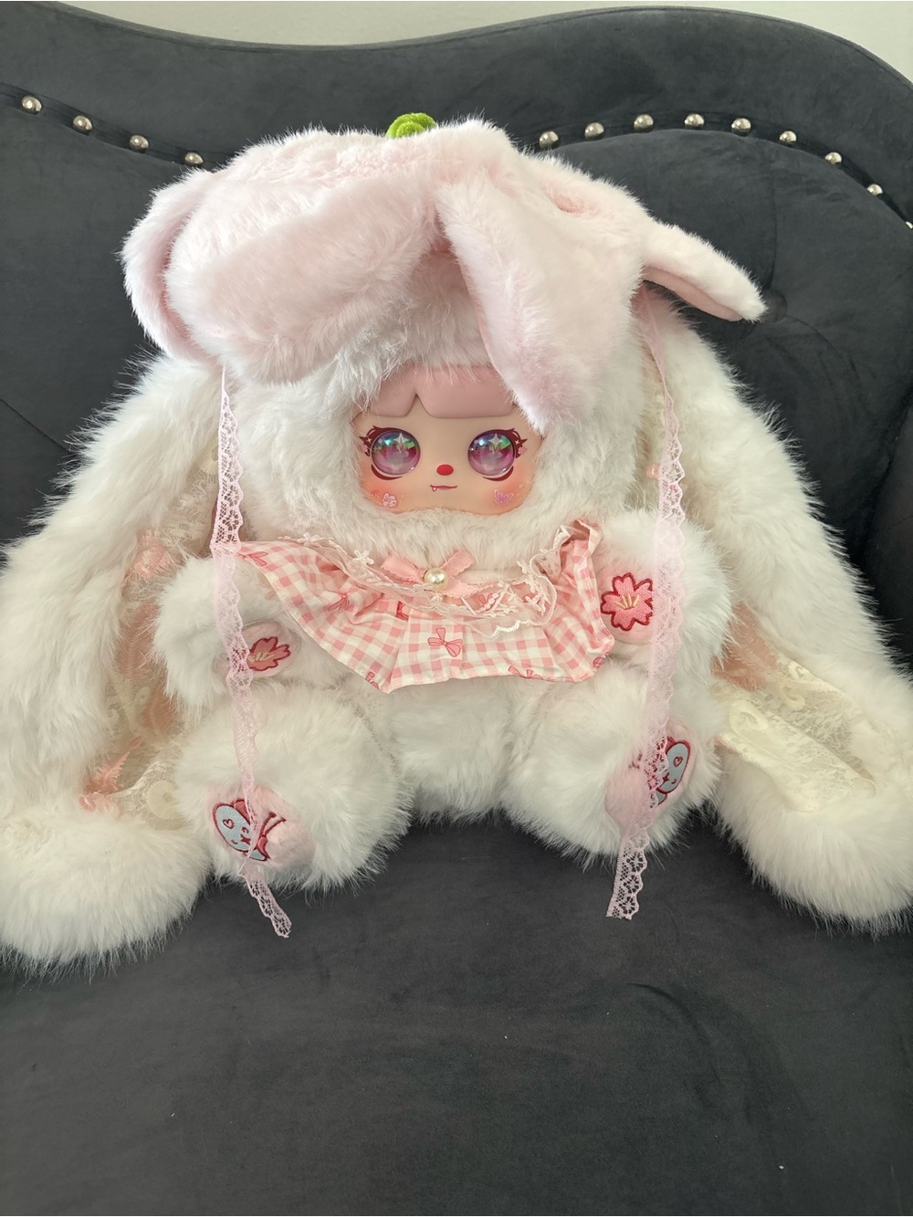 Genuine Mocici 800% Adventure Blossom Series Vinyl Plush white bunny laser eyes